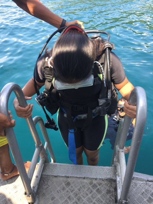 sea diving in deep blue sea