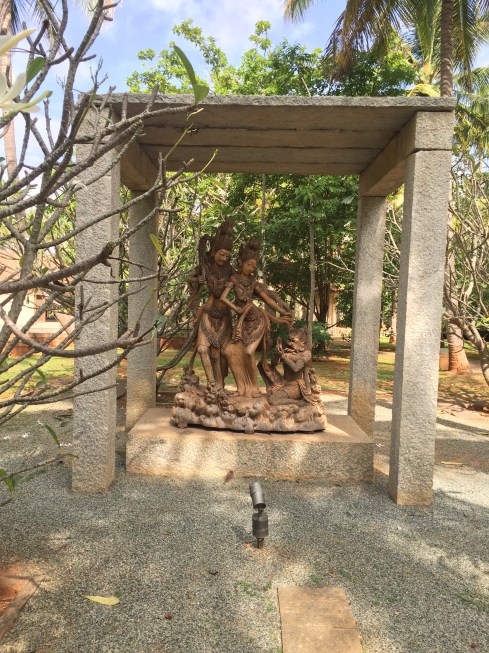 A Nice wooden sculpture of Rama - Sita - Hanuman 